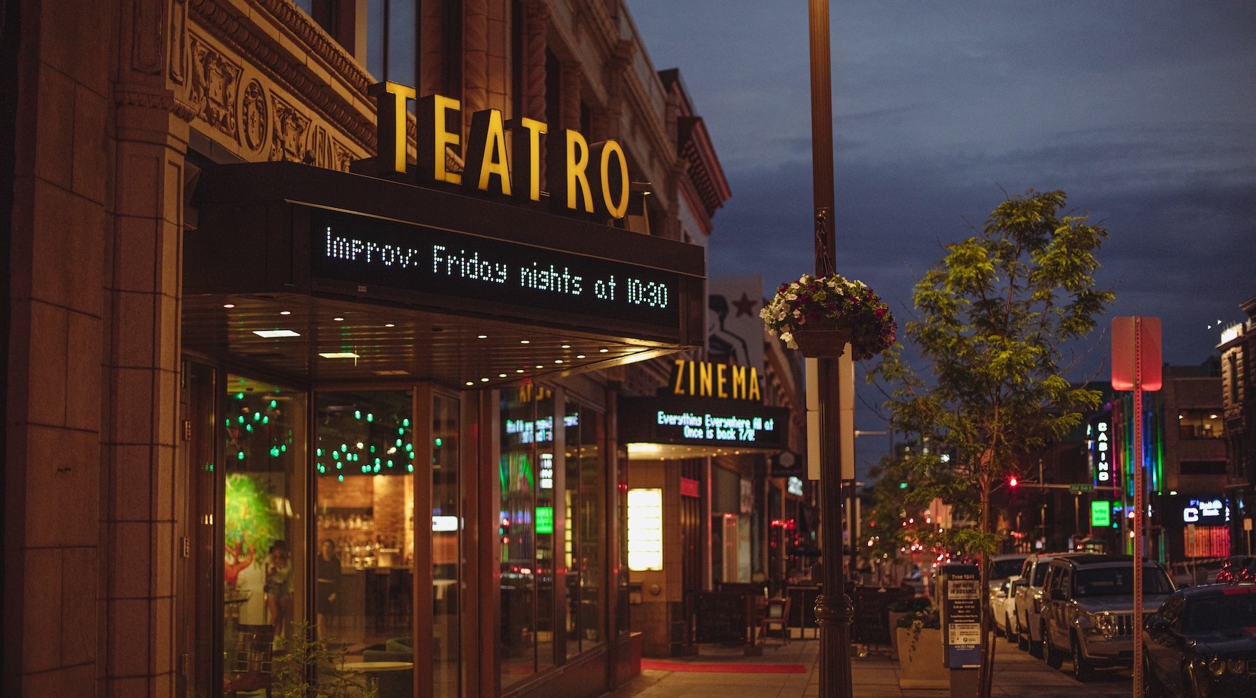 a movie theater and a street